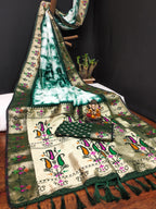 Paithani Silk Sibori Tie-Dye Saree with Minakari Border