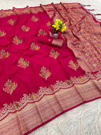 Paithani Silk Sibori Tie-Dye Saree with Minakari Border