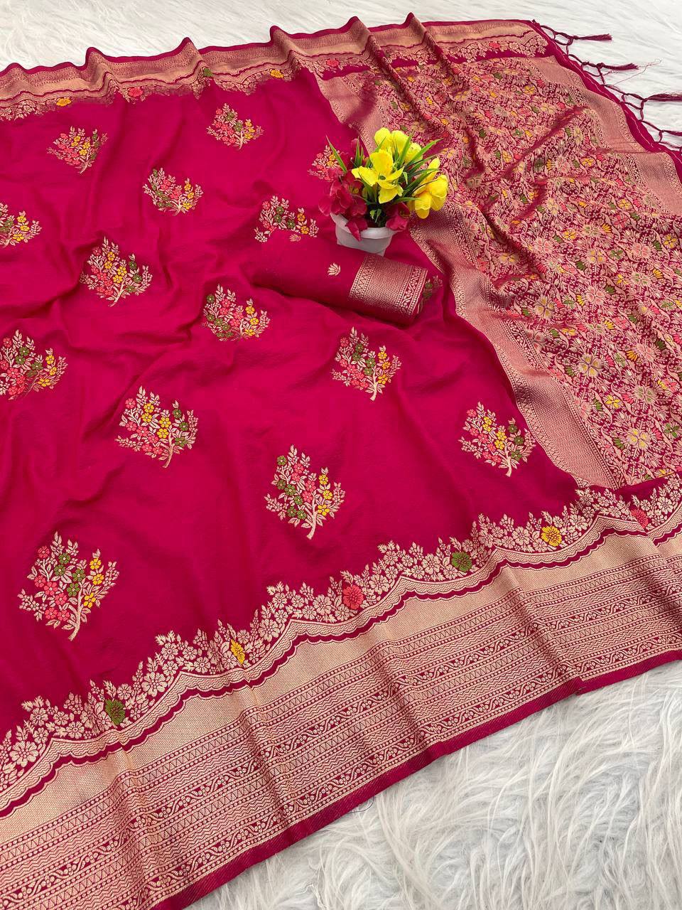 Paithani Silk Sibori Tie-Dye Saree with Minakari Border