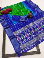 Soft Silk Multicolour Bandhej Saree with Woven Border