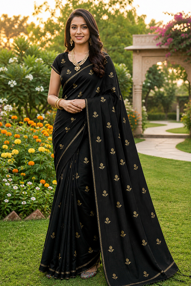 Viscose Khadi Silk Saree with Jacquard Leaf Design