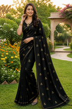 Viscose Khadi Silk Saree with Jacquard Leaf Design