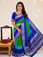 Soft Silk Multicolour Bandhej Saree with Woven Border