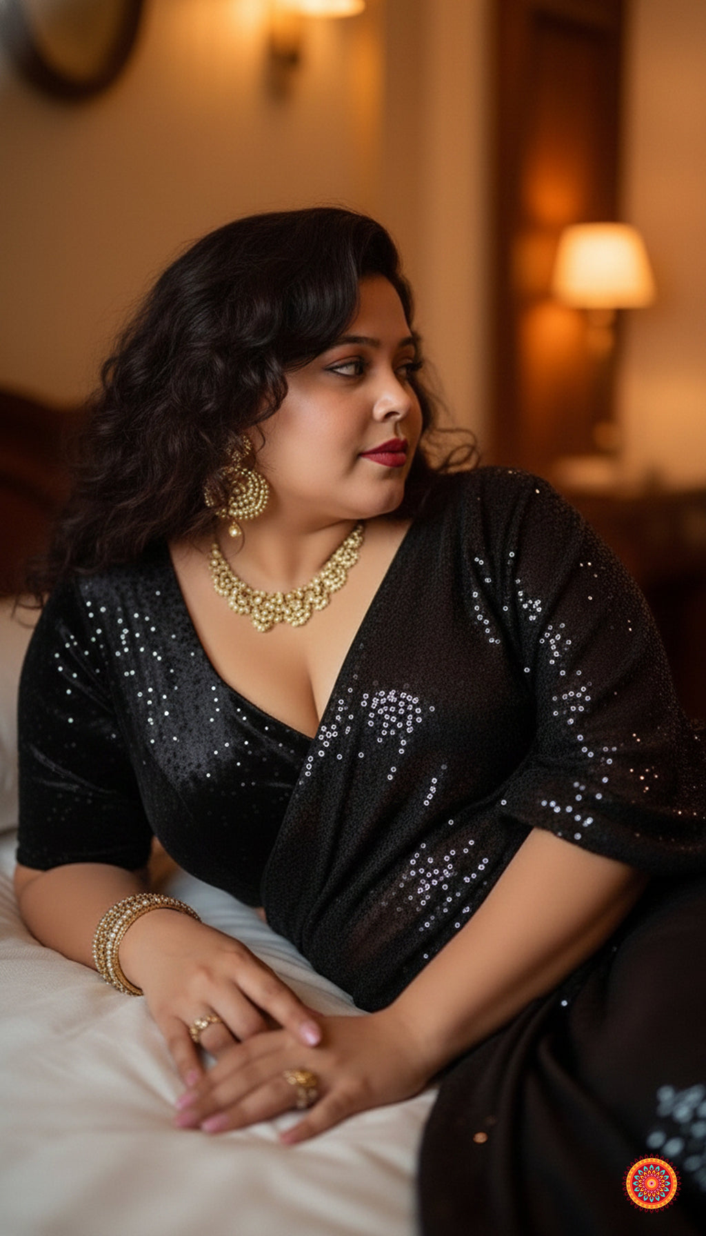 Black Sparkle Georgette Saree with Black Sparkle Velvet Blouse | Glam Party Wear Saree with Shimmer Finish