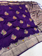 Paithani Silk Sibori Tie-Dye Saree with Minakari Border