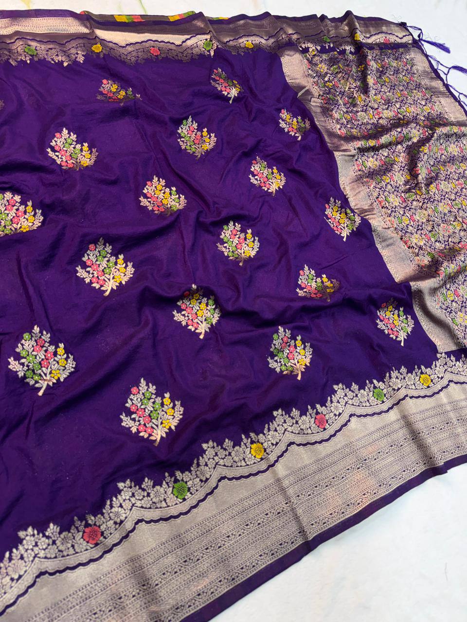 Paithani Silk Sibori Tie-Dye Saree with Minakari Border