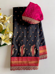 Awesome Paithani Silk Black Color Saree