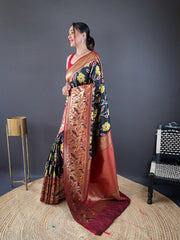 Delightful Soft silk Black Color Saree