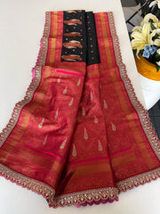 Awesome Paithani Silk Black Color Saree