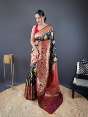 Delightful Soft silk Black Color Saree