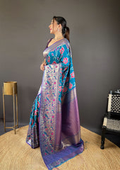 Delightful Soft silk Blue Color Saree