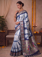 Paithani Silk Sibori Tie-Dye Saree with Minakari Border