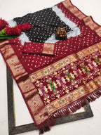 Soft Silk Multicolour Bandhej Saree with Woven Border
