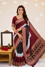 Soft Silk Multicolour Bandhej Saree with Woven Border