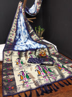 Paithani Silk Sibori Tie-Dye Saree with Minakari Border