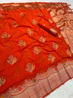 Paithani Silk Sibori Tie-Dye Saree with Minakari Border