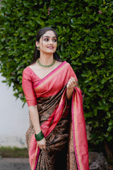 Wedding Wear Jacquard Green Color Silk Saree