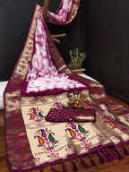 Paithani Silk Sibori Tie-Dye Saree with Minakari Border