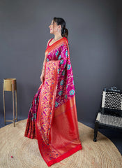 Delightful Soft silk Dark Pink Color Saree