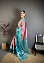 Pure Kanjivaram Silk Saree with Silver Zari Pallu