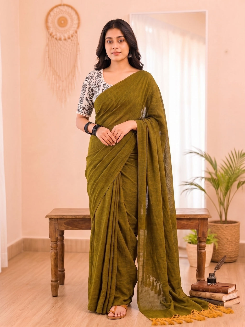 Evergreen Elegance Khadi Cotton Saree
