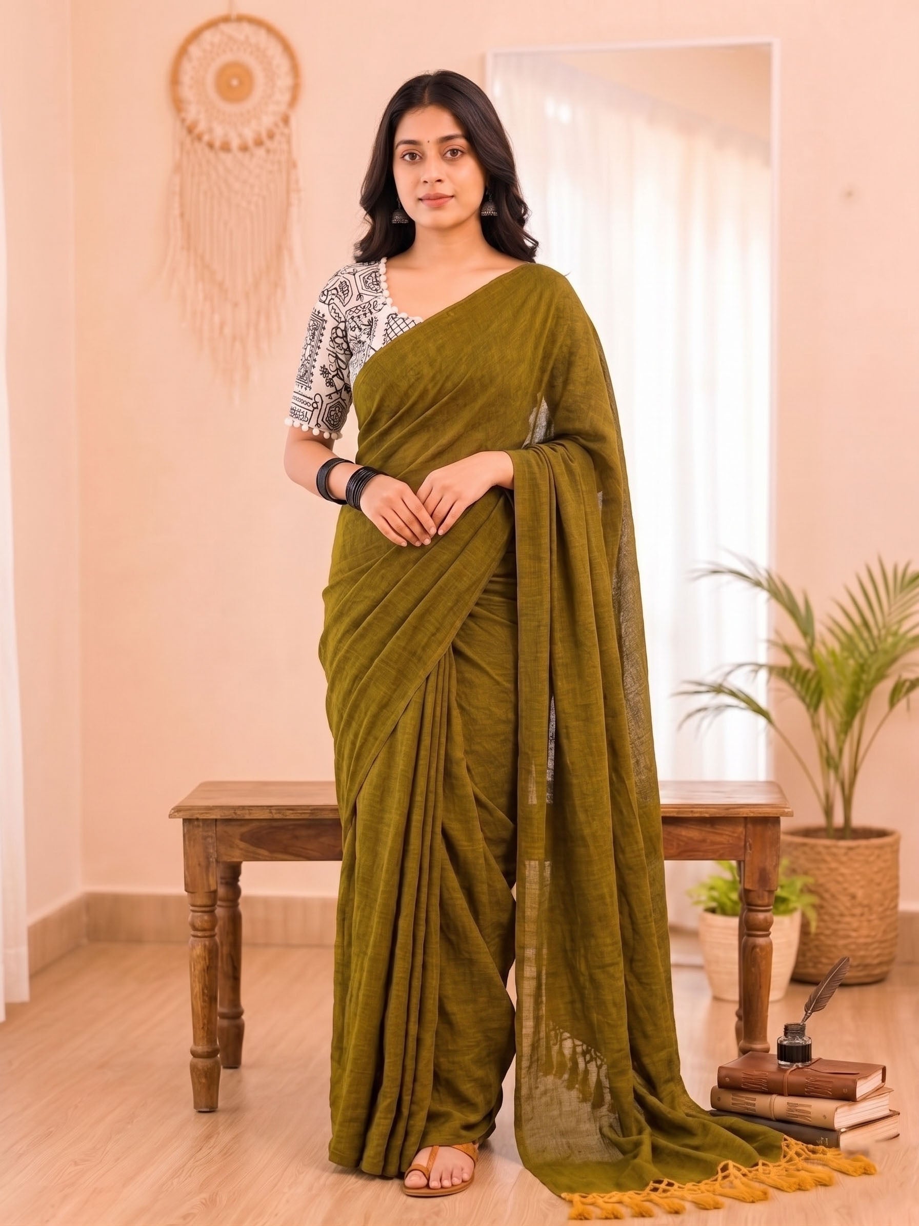 Evergreen Elegance Khadi Cotton Saree