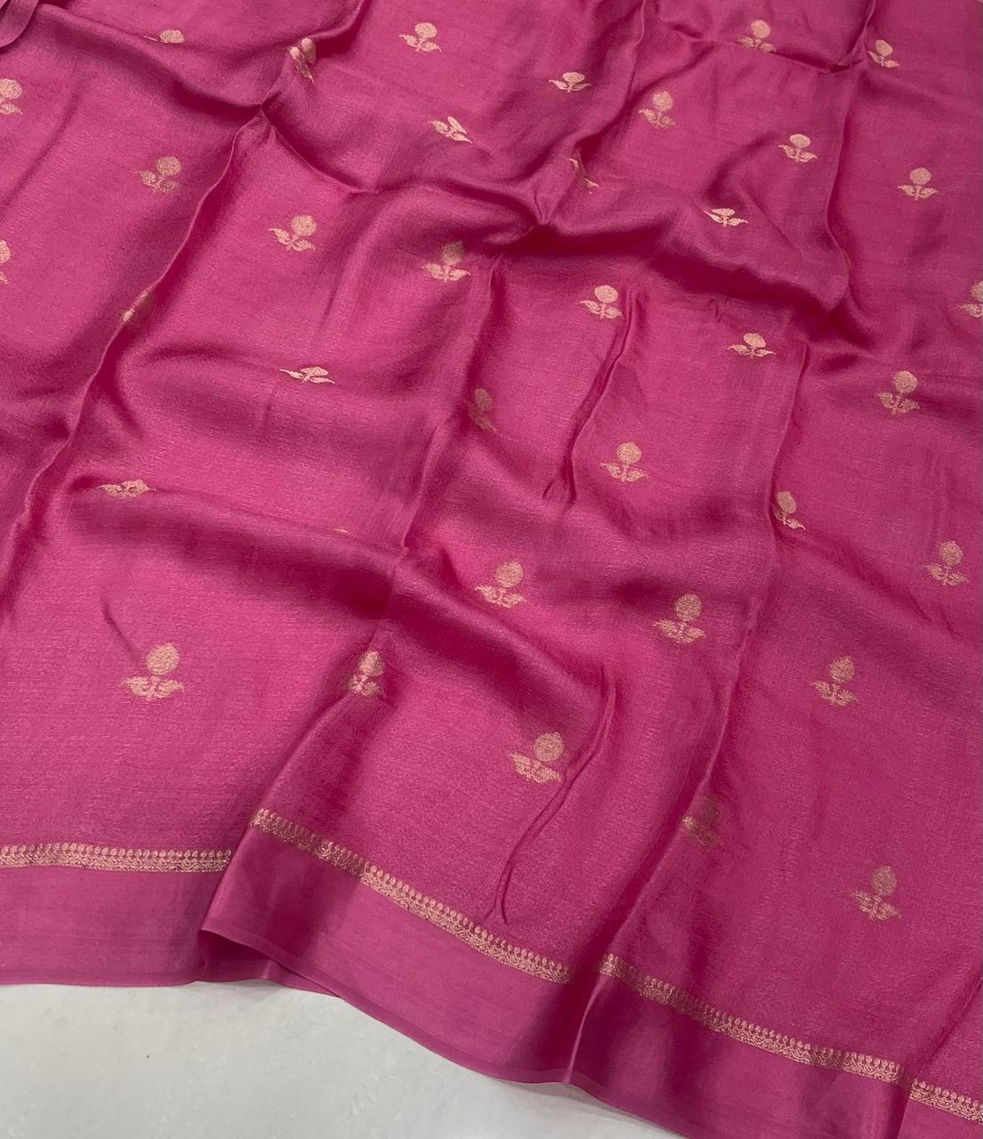 Viscose Khadi Silk Saree with Jacquard Leaf Design