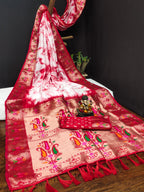 Paithani Silk Sibori Tie-Dye Saree with Minakari Border
