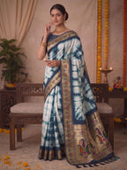 Paithani Silk Sibori Tie-Dye Saree with Minakari Border