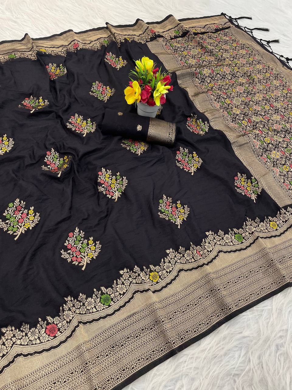 Paithani Silk Sibori Tie-Dye Saree with Minakari Border