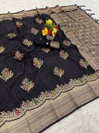 Paithani Silk Sibori Tie-Dye Saree with Minakari Border