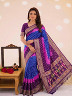 Soft Silk Multicolour Bandhej Saree with Woven Border
