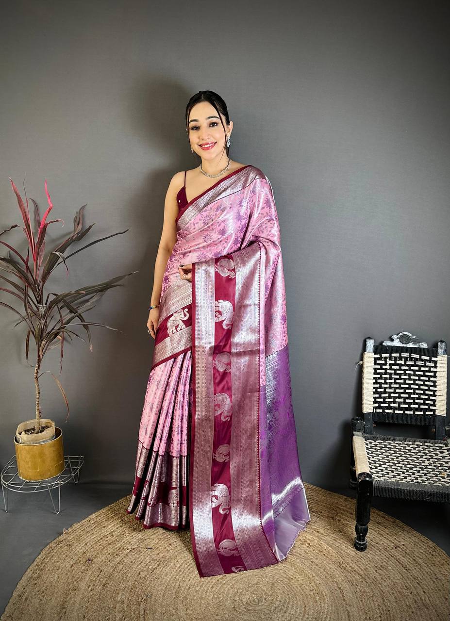 Pure Kanjivaram Silk Saree with Silver Zari Pallu
