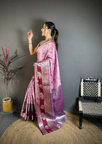 Pure Kanjivaram Silk Saree with Silver Zari Pallu