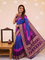 Soft Silk Multicolour Bandhej Saree with Woven Border