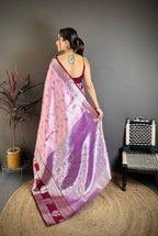 Pure Kanjivaram Silk Saree with Silver Zari Pallu