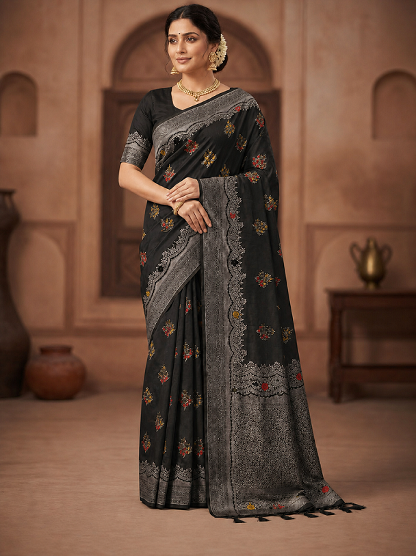 Paithani Silk Sibori Tie-Dye Saree with Minakari Border