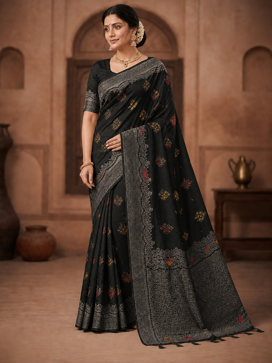Paithani Silk Sibori Tie-Dye Saree with Minakari Border
