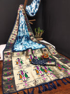 Paithani Silk Sibori Tie-Dye Saree with Minakari Border