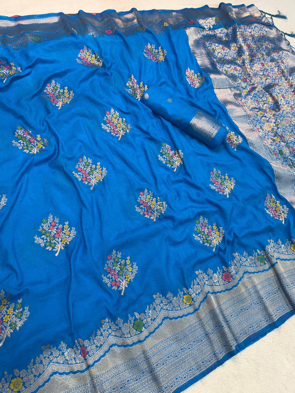 Paithani Silk Sibori Tie-Dye Saree with Minakari Border
