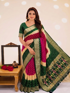 Soft Silk Multicolour Bandhej Saree with Woven Border
