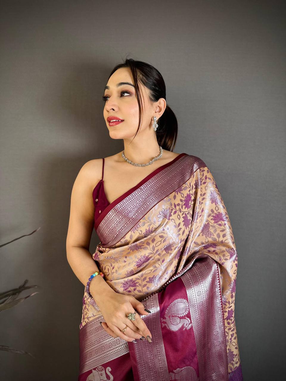 Pure Kanjivaram Silk Saree with Silver Zari Pallu