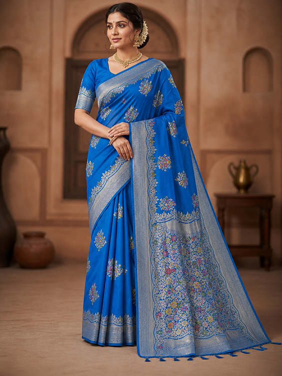 Paithani Silk Sibori Tie-Dye Saree with Minakari Border