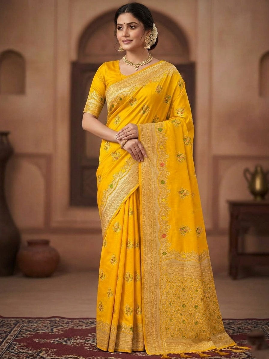 Paithani Silk Sibori Tie-Dye Saree with Minakari Border