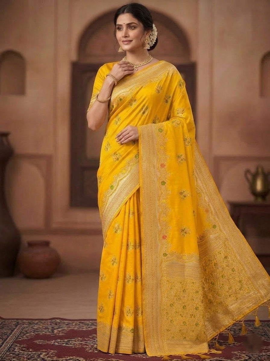 Paithani Silk Sibori Tie-Dye Saree with Minakari Border