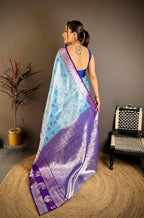 Pure Kanjivaram Silk Saree with Silver Zari Pallu