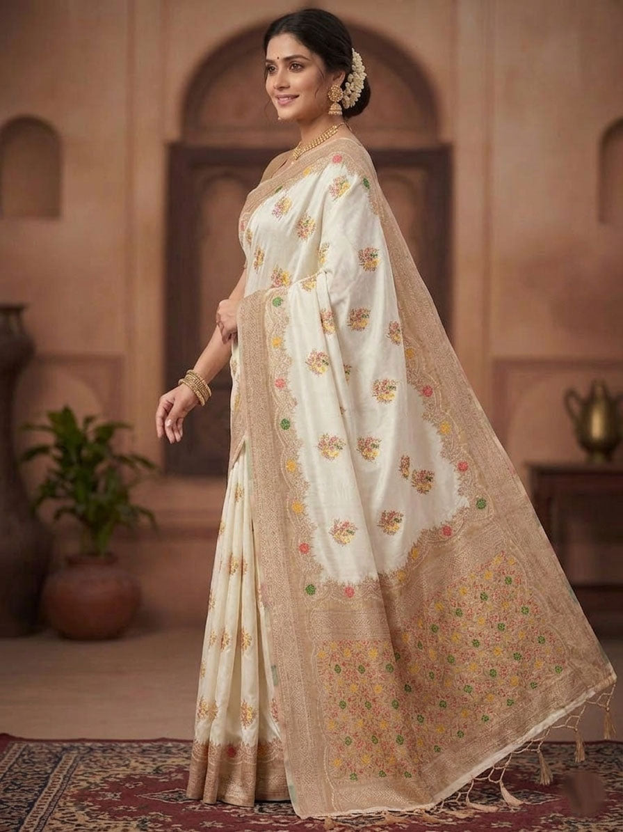 Paithani Silk Sibori Tie-Dye Saree with Minakari Border
