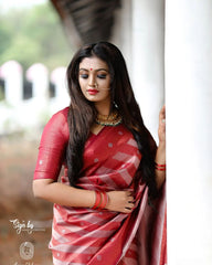 Occasion Wear Jacquard Red Color Silk Saree