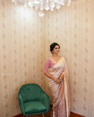 Traditional Wear Baby Pink Color Jacquard Silk Saree