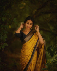 Delightful Yellow Color Jacquard Work Silk Saree